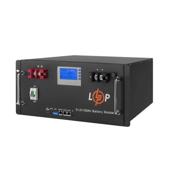 Аккумулятор LP LiFePO4 48V (51,2V) - 100 Ah (5120Wh) (Smart BMS 100A) с LCD RM RS485/CAN