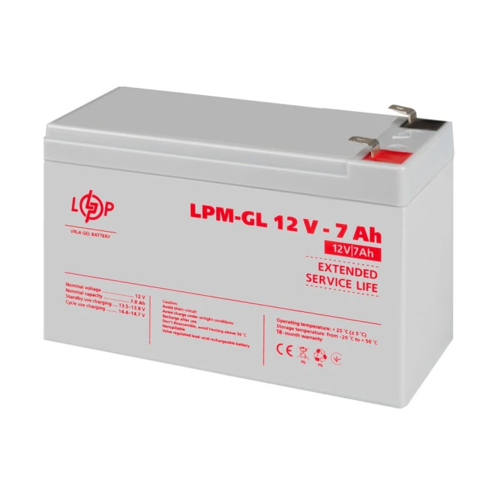 Аккумулятор гелевый LPM-GL 12V - 7 Ah