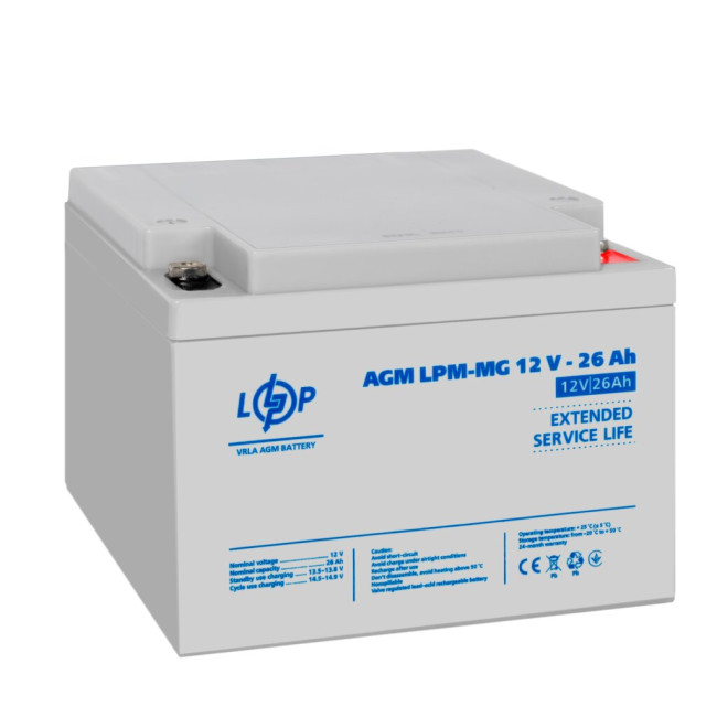 Аккумулятор мультигелевый AGM LPM-MG 12V - 26 Ah под болт М5