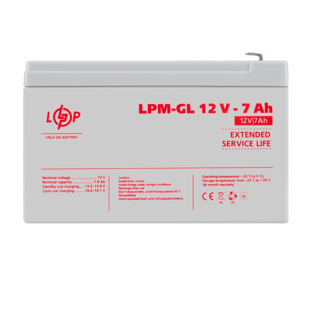 Аккумулятор гелевой LPM-GL 12V - 7 Ah