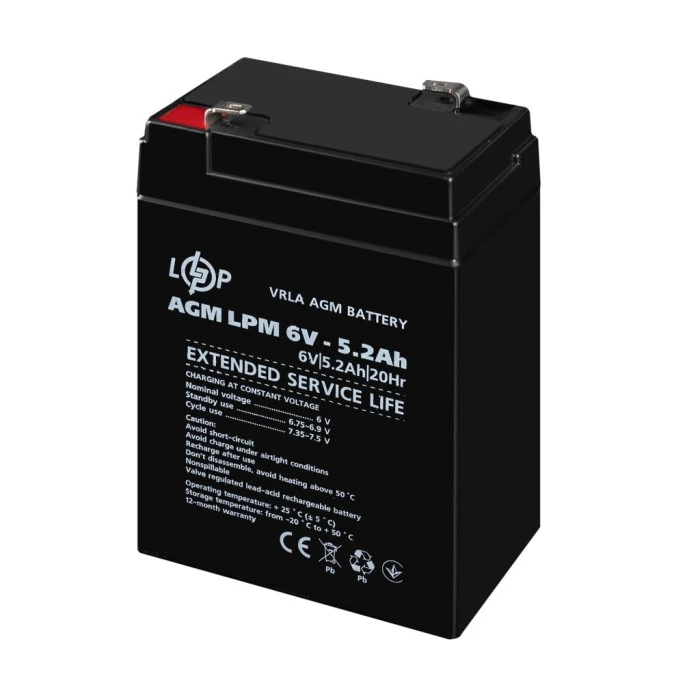 Аккумулятор AGM LPM 6V – 5.2 Ah