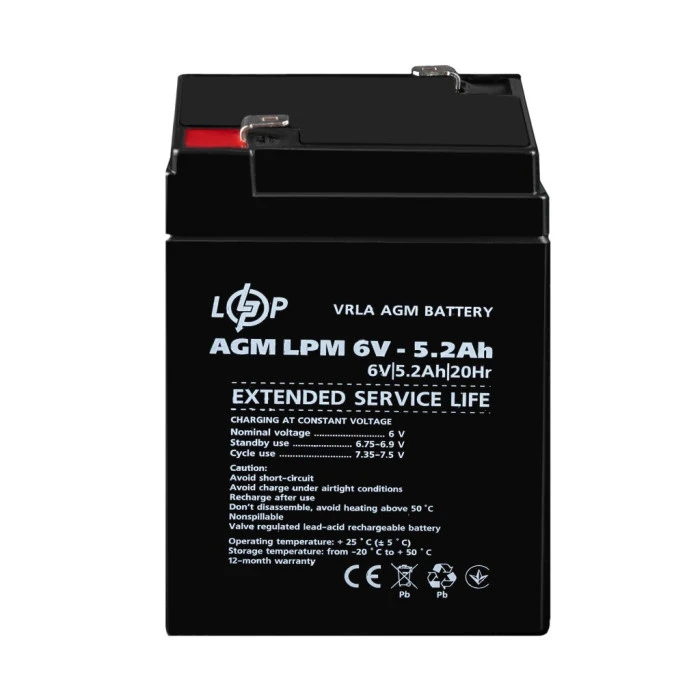 Аккумулятор AGM LPM 6V – 5.2 Ah