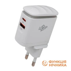 Зарядка для телефона LP 25W (Type-C+USB) QC3.0 PD + кабель (Type-C to Type-C) 25WCH
