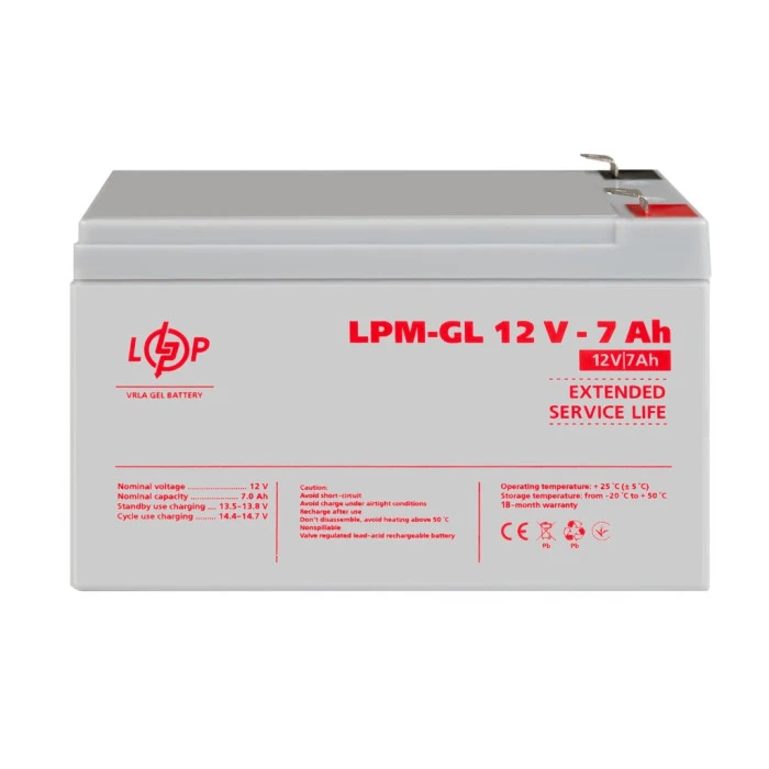 Аккумулятор гелевый LPM-GL 12V - 7 Ah