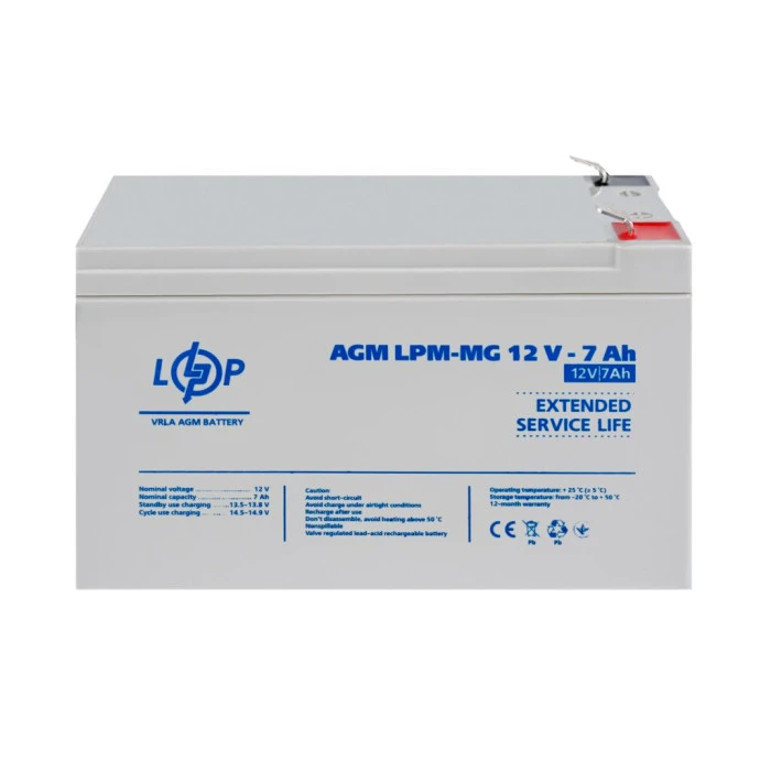Аккумулятор мультигелевый LPM-MG 12V - 7 Ah