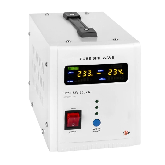 ДБЖ з правильною синусоїдою 12V LPY-PSW-800VA+(560Вт)5A/15A