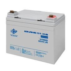 Акумулятор мультигелевий LPM-MG 12V - 33 Ah + праворуч