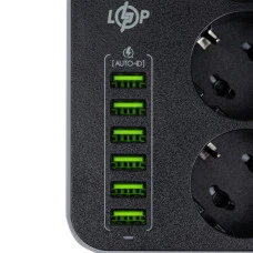 Сетевой фильтр (удлинитель) LP F24U6 (3x220V-2500W, 6xUSB-3,4A)
