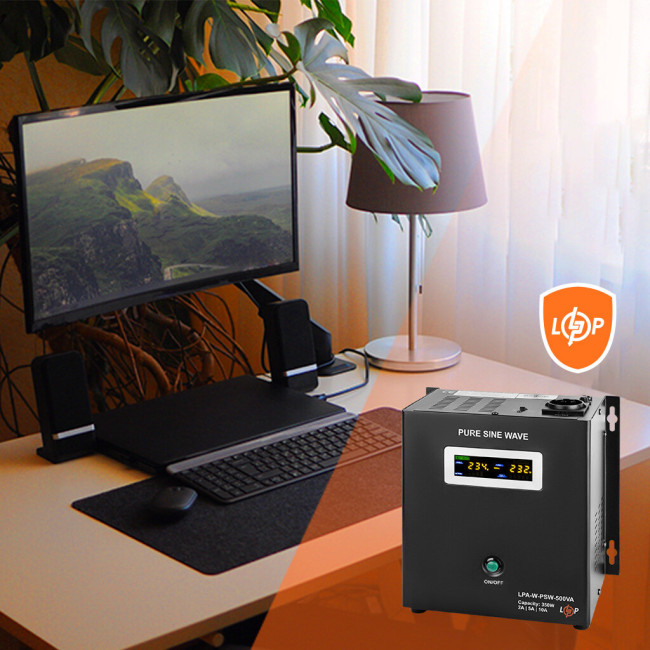 ДБЖ з правильною синусоїдою 12V LPA-W-PSW-500VA(350Вт) 2A/5A/10A