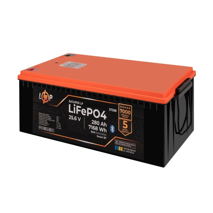 Аккумулятор LP LiFePO4 25,6V - 280 Ah (7168Wh) (BMS 200A/200А) пластик Smart BT