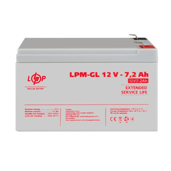 Аккумулятор гелевый LPM-GL 12V - 7.2 Ah