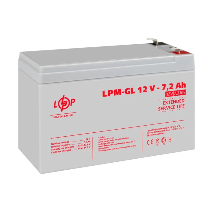 Аккумулятор гелевый LPM-GL 12V - 7.2 Ah