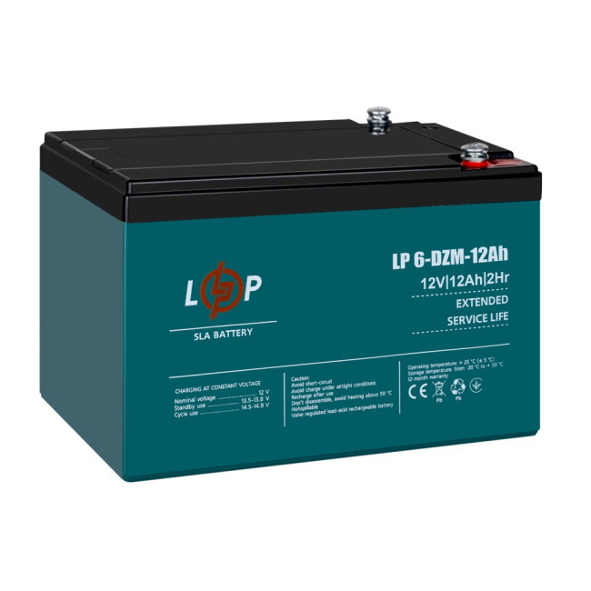Тяговый свинцово-кислотный AGM аккумулятор LP 6-DZM-12 Ah - под Болт М5
