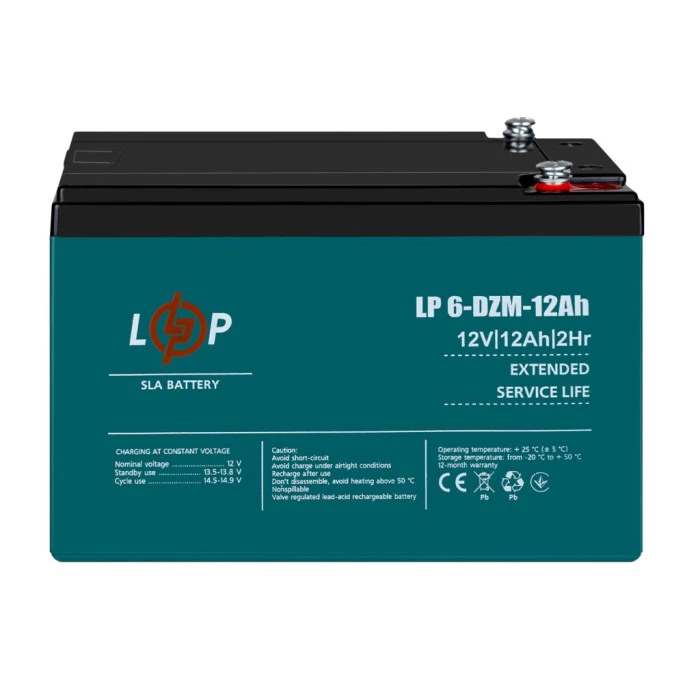 Тяговый свинцово-кислотный AGM аккумулятор LP 6-DZM-12 Ah - под Болт М5