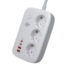 Мережевий фільтр (подовжувач) LP F65WG4 (3x220V-3520W, 2xUSB-60W, 2xType-C 65W QC/PD)