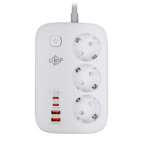Сетевой фильтр (удлинитель) LP F65WG4 (3x220V-3520W, 2xUSB-60W, 2xType-C 65W QC/PD)