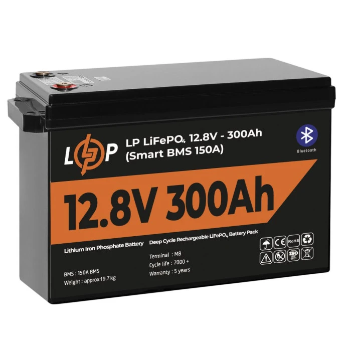 Акумулятор LP LiFePO4 12,8V - 300 Ah (3840Wh) (Smart BMS 200А) з BT пластик