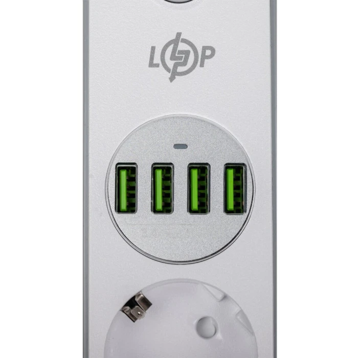 Сетевой фильтр (удлинитель) LP F24U4 (4x220V-2500W, 4xUSB-5V/3,4A 17W Auto Max)