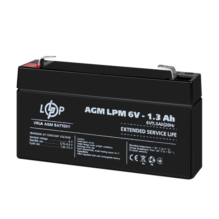 Аккумулятор AGM LPM 6V – 1.3 Ah