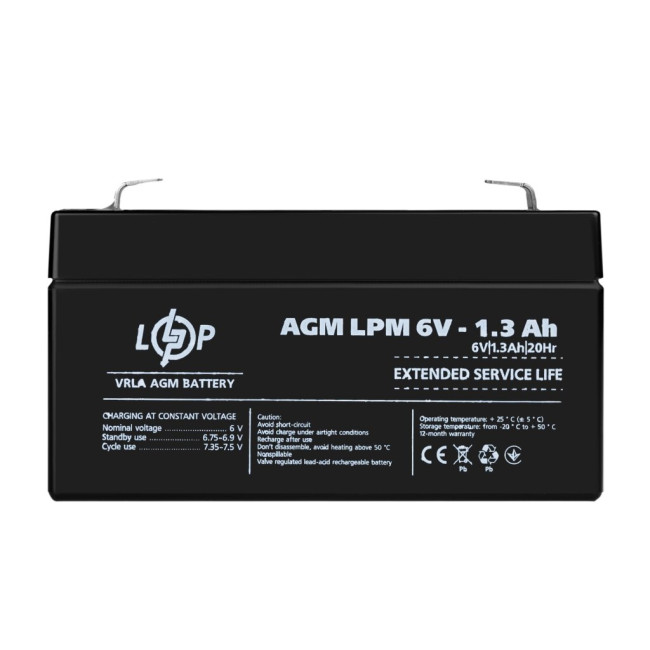 Аккумулятор AGM LPM 6V – 1.3 Ah
