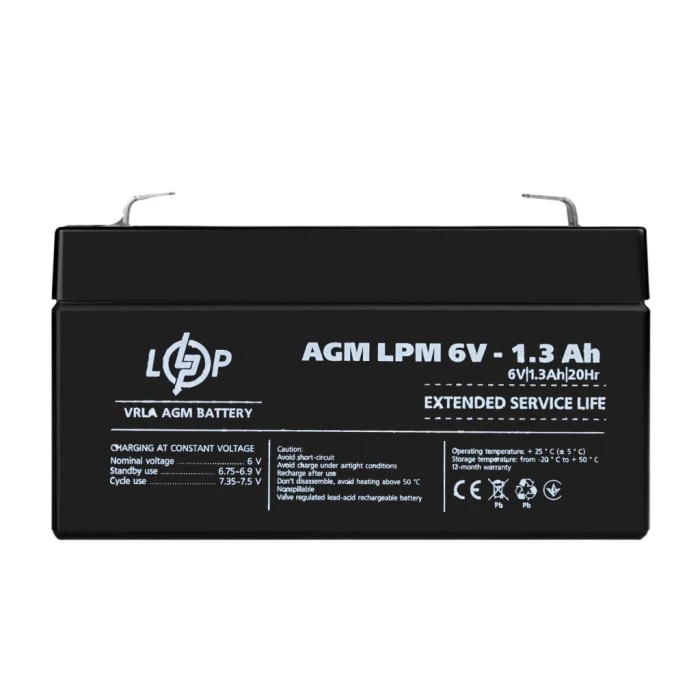 Аккумулятор AGM LPM 6V – 1.3 Ah