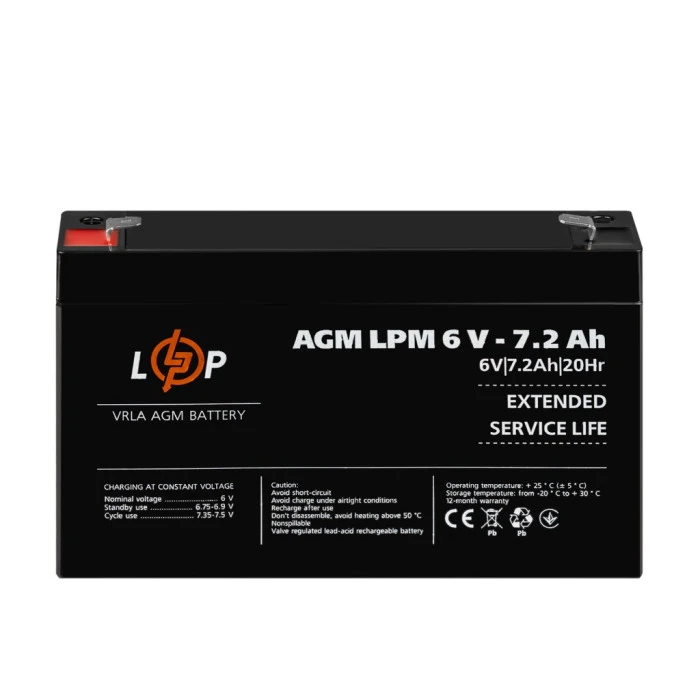 Аккумулятор AGM LPM 6V – 7.2 Ah