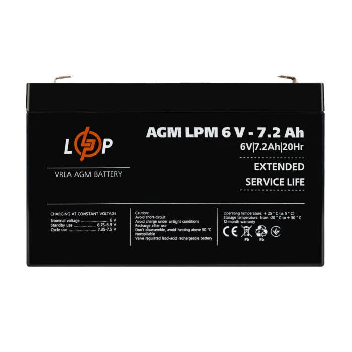 Аккумулятор AGM LPM 6V – 7.2 Ah