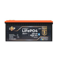 Акумулятор LP LiFePO4 25,6V - 230 Ah (5888Wh) (BMS 200A/100А) пластик Smart BT