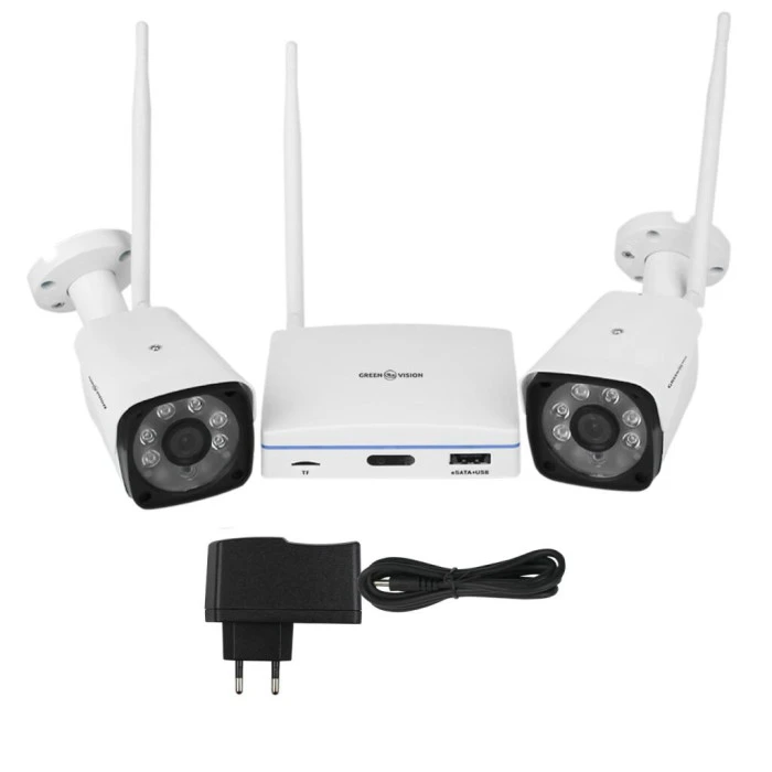 Комплект видеонаблюдения беспроводной Wi-Fi на 2 камеры 3MP GreenVision GV-IP-K-W57/02 (Lite)