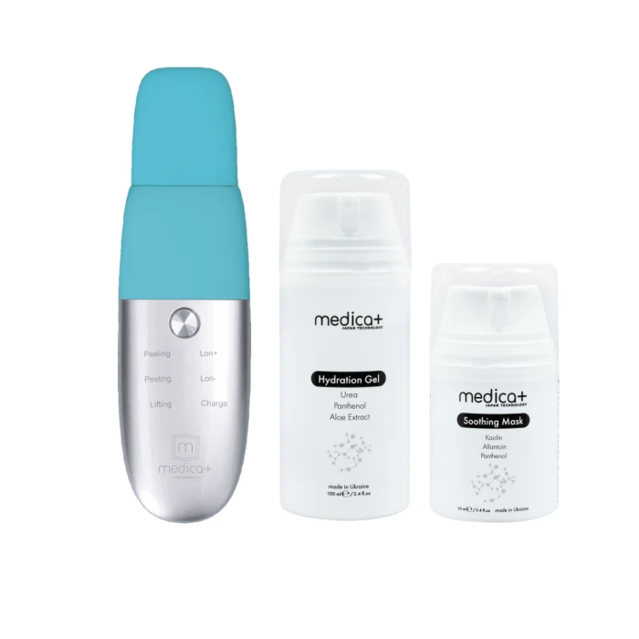 Ультразвуковой скраббер для кожи лица Vibroskin 8.0 + Гидратирующий гель Hydration Gel + Успокаивающая маска для лица Soothing Mask (Japan)