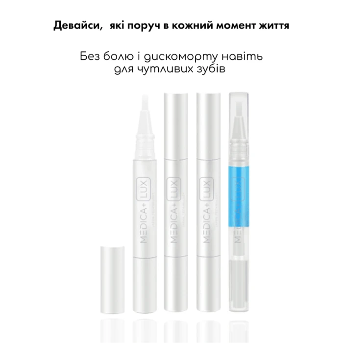 Набір відбілювальної капи для зубів Medica+ WhitePearl 10X White + Відбілювальна звукова зубна щітка Medica+ Lux 10Х Portable Silver