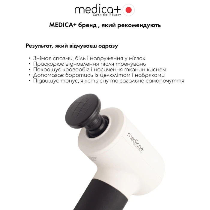 Перкуссионный массажер для тела и мышц MEDICA+ MassHand Pro 4.0 White (Japan)