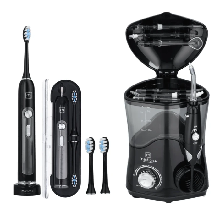 Набір Стаціонарний іригатор MEDICA+ PROWATER STANTION 7.0 BL + Ультразвукова зубна щітка MEDICA+ PROBRUSH 9.0 black (Japan)