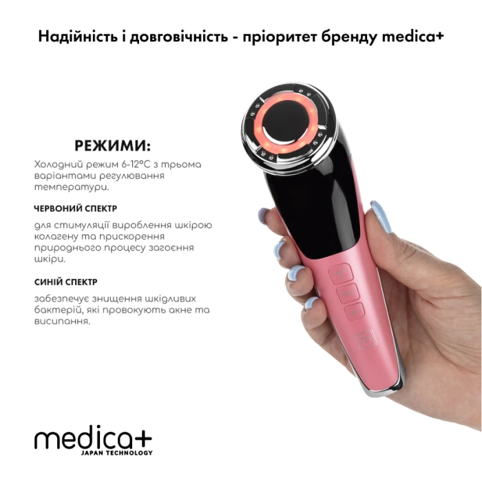 Набор Микротоковый RF Lifting Массажер для лица Skin Lifting 7.0 Pink + Токопроводящий гель + Разуживающая маска для лица MEDICA+ (Japan)