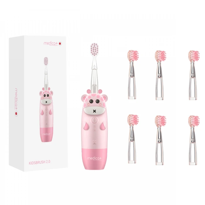 Детская зубная щетка MEDICA+ KidsBrush 2.0 Pink + Насадки (6 шт) (Japan)