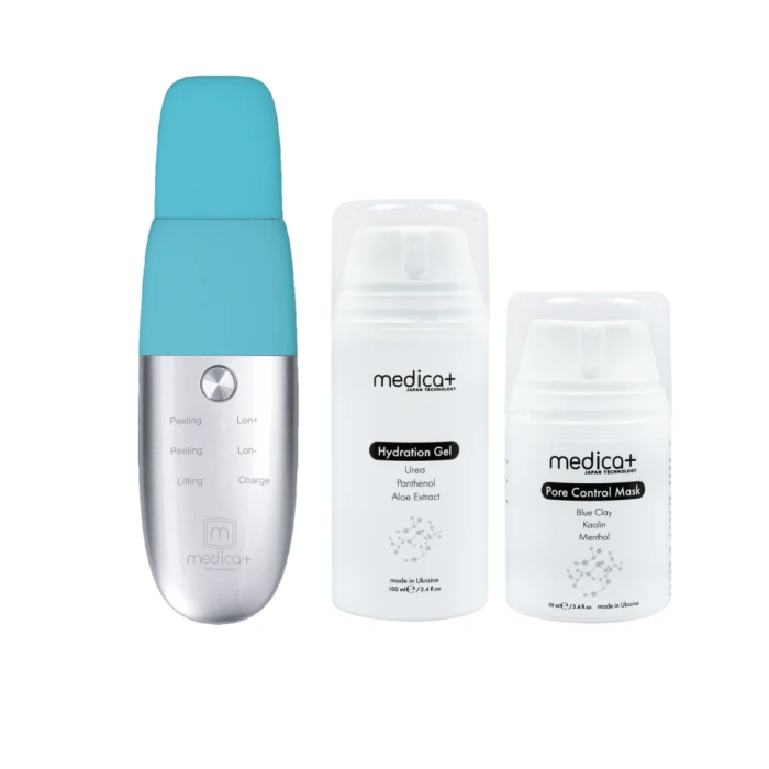 Ультразвуковой скраббер для кожи лица Vibroskin 8.0 + Гидратирующий гель Hydration Gel + Разуживающая маска для лица Pore Control Mask (Japan)