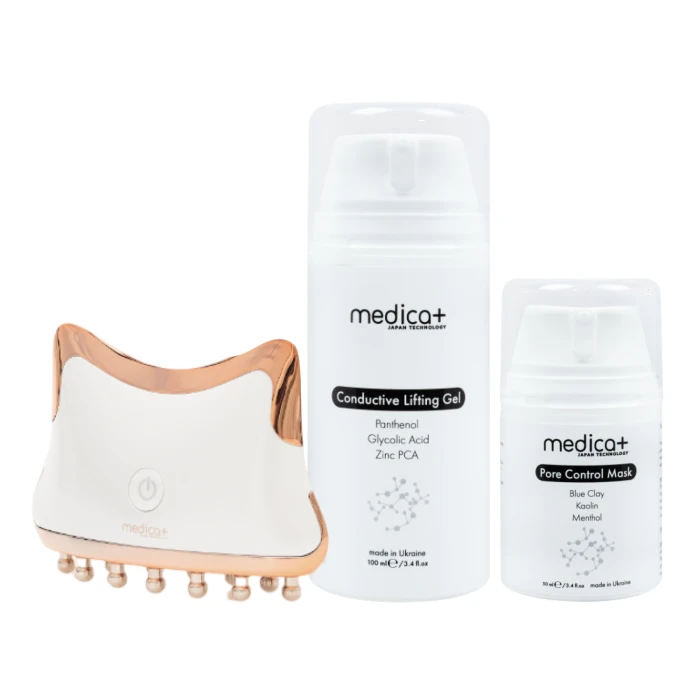 Набор Микротоковый лифтинг Skin Lifting 5.0 + Токопроводящий гель Conductive Lifting Gel + Разуживающая маска для лица MEDICA+ Pore Control Mask (Japan)