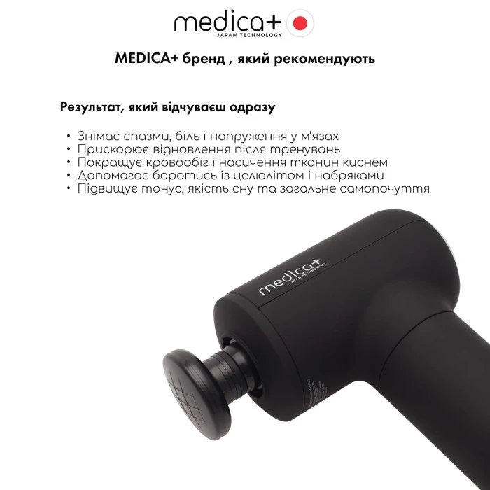 Перкусійний масажер для тіла і м'язів MEDICA+ MassHand Pro 4.0 Black (Japan)