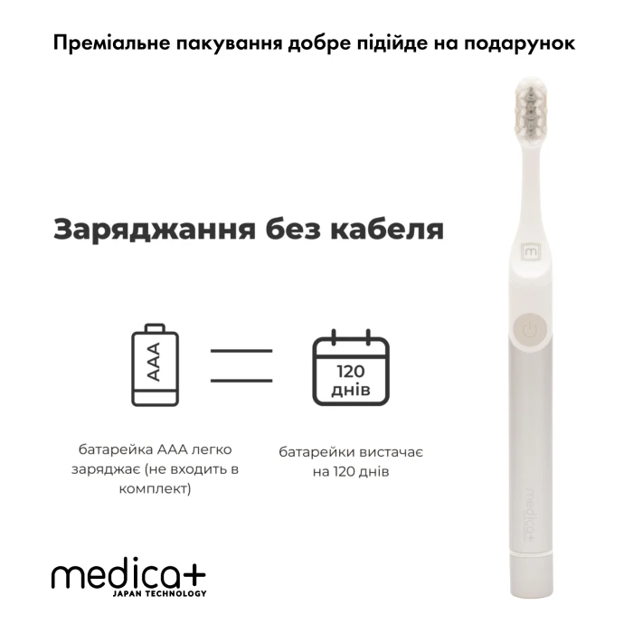 Звуковая зубная щетка MEDICA+ ProBrush 7.0 Compact Silver + Насадки (4 шт) (Japan)