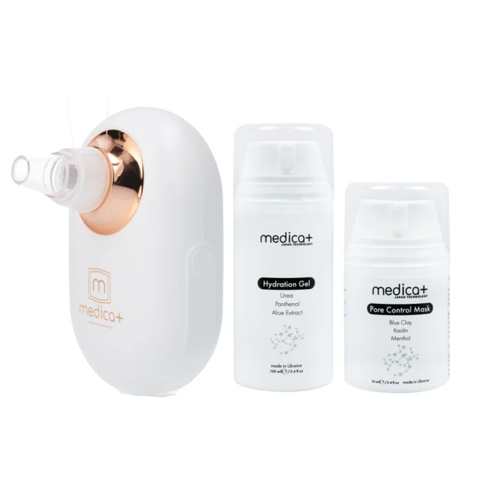 Набір Вакуумний очищувач шкіри та пор SKINCLEANER 7.0 + Гідратуючий гель Hydration Gel + Порозвужувальна маска для обличчя Pore Control Mask
