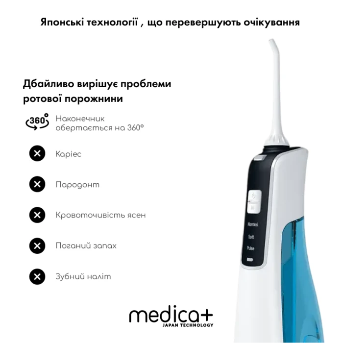 Портативний іригатор MEDICA+ Prowater Clean 7.0 White (Japan)