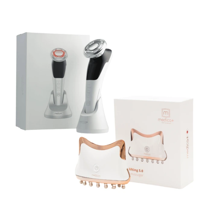 Набор микротокового RF Lifting массажера для лица Skin Lifting 7.0 White + Микротоковый лифтинг MEDICA+ Skin Lifting 5.0 (Japan)
