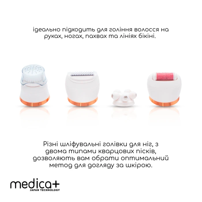 Электрическая роликовая пилка-пемза 4в1 MEDICA+ BodyControl 4v1 + Насадки (2 шт) (Japan)