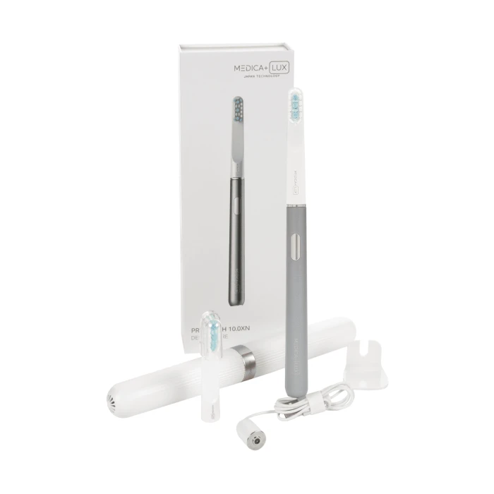 Отбеливающая звуковая зубная щетка MEDICA+ Lux 10ХN Aluminum Portable Silver (Japan)