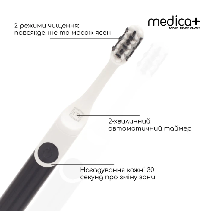 Звуковая зубная щетка MEDICA+ ProBrush 7.0 Compact Black + Насадки (4 шт) (Japan)