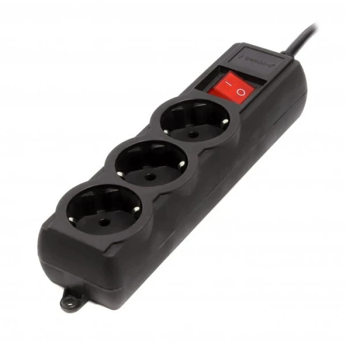 Сетевой фильтр Gembird черный, 1,8 м кабель, 3 розетки SPG3-G-6B-PRO Gembird 17559