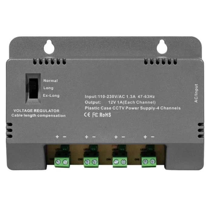 Блок живлення Kraft KRF-1204B (4CH) 60W, 4 канали, 12V/1A на 1 канал