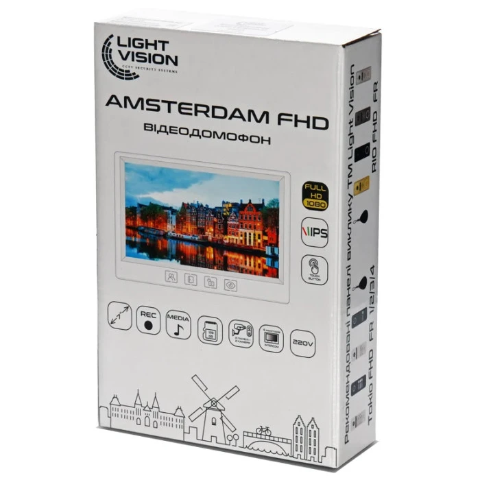 Відеодомофон Light Vision 7″AMSTERDAM FHD Black (82-00205)