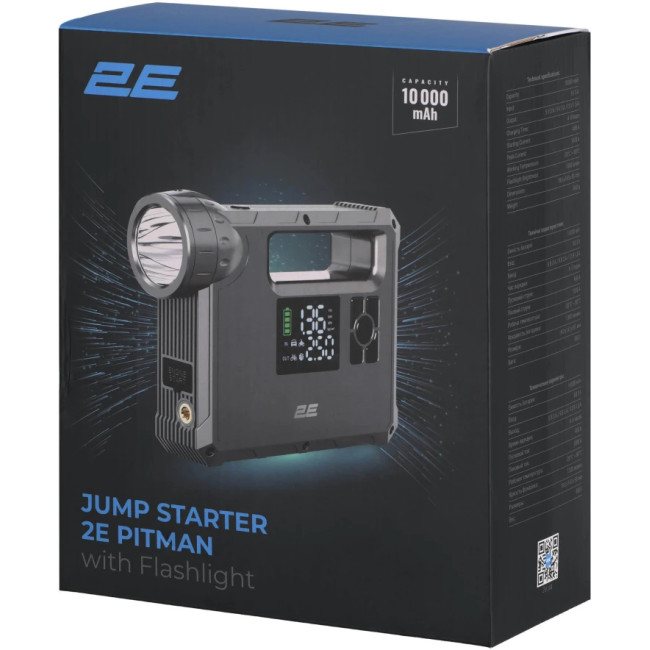 Пуско-зарядное устройство 2E Pitman с автомобильным компрессором и фонарем, 10000 mAh (2E-CJSPBPL-BK)