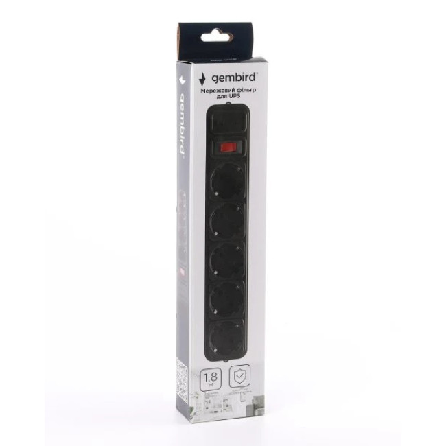 Сетевой фильтр Gembird черный, 1.8 м кабель для ИБП (UPS), 5 розеток SPG5-X-6B Gembird 17548